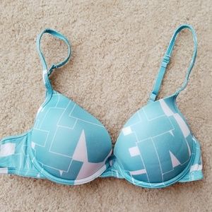 34A Calvin Klein Teal and White push up bra